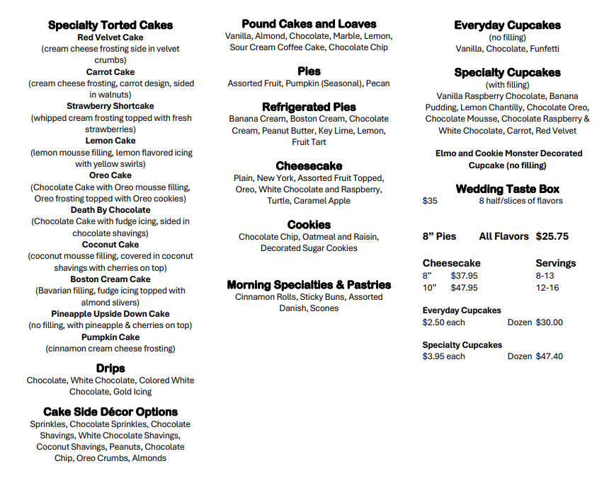 Brandywine Bakery Menu - Page 2